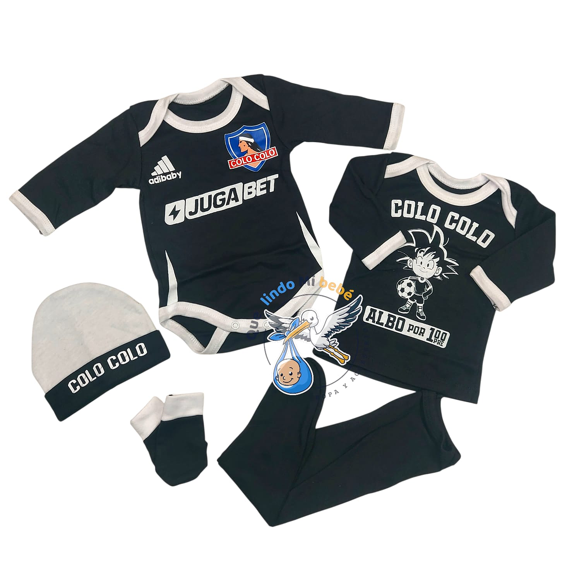 Ajuar Colo Colo 5 Piezas 0/3 Meses Negro 1