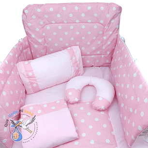 Set Para Cuna Estandar Rosado Lunares