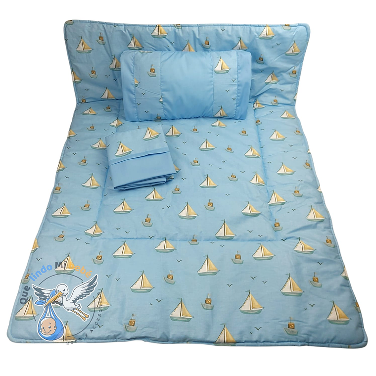 Set Para Cuna Colecho Celeste Velero 1