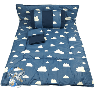 Set Para Cuna Colecho Azul Marino Nubes