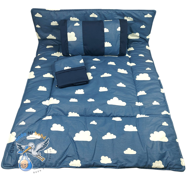 Set Para Cuna Colecho Azul Marino Nubes 1