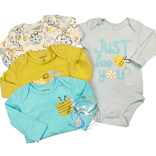 Set 4 Bodys Manga Larga 18/24 Meses Just Bee You