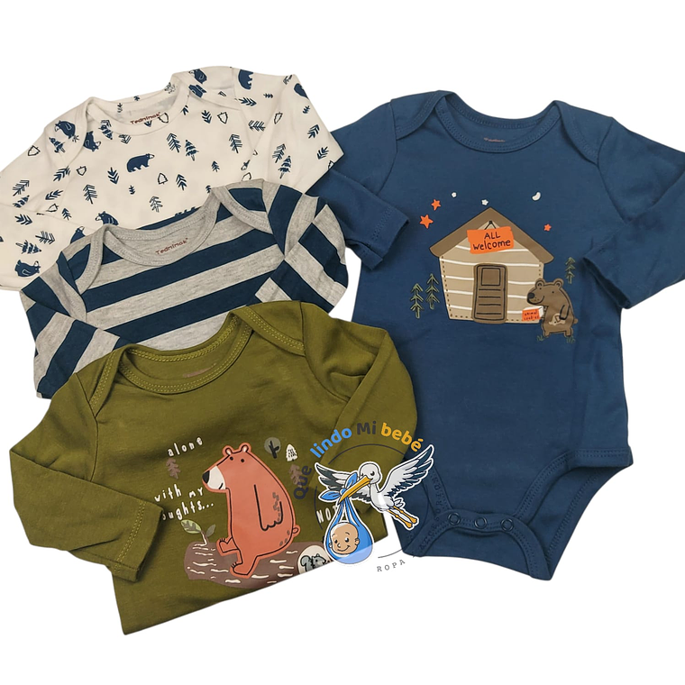 Set 4 Bodys Manga Larga 36 Meses All Home 1