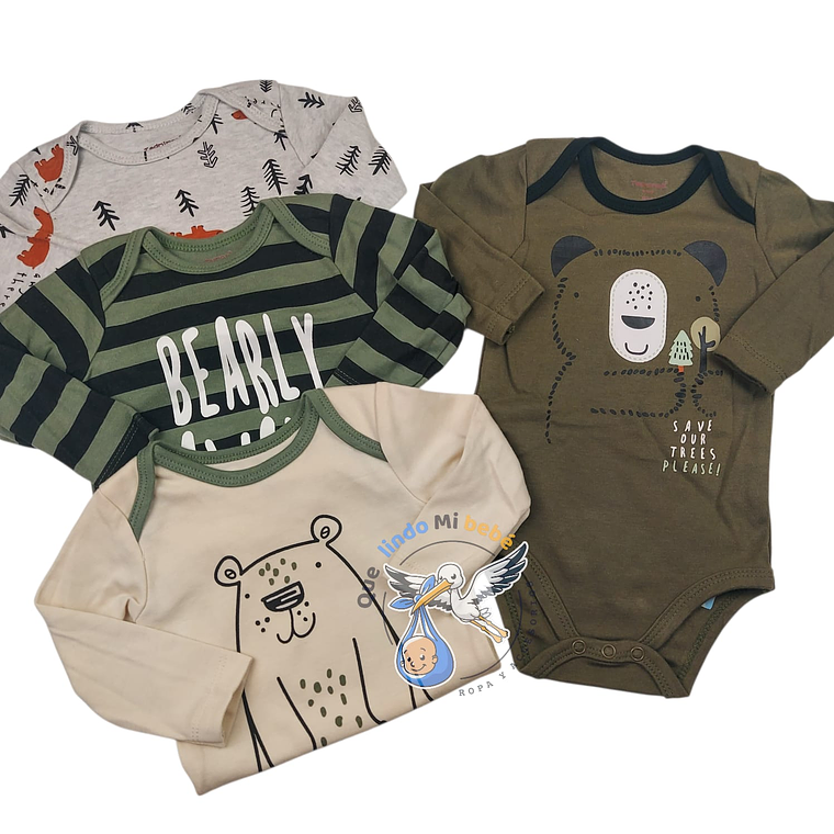 Set 4 Bodys Manga Larga 36 Meses Bearly  1