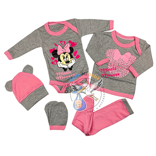 Ajuar Minnie 5 0/3 Meses Piezas Gris