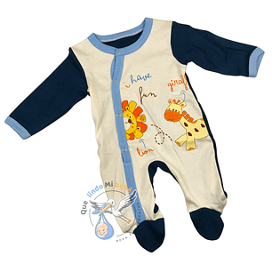 Osito Algodón 1 Pieza 0/3 Meses Jirafa/León Blanco/Azul Marino