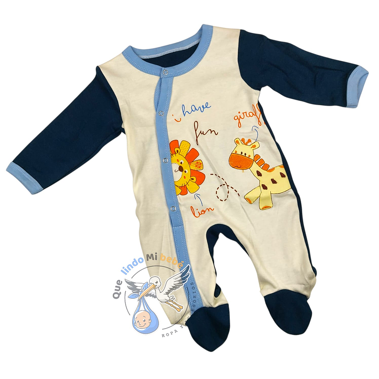 Osito Algodón 1 Pieza 0/3 Meses Jirafa/León Blanco/Azul Marino 1