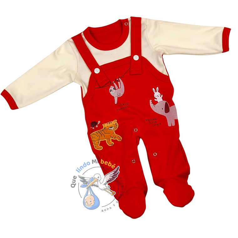 Osito Algodón 1 Pieza 0/3 Meses Jungle Rojo 1