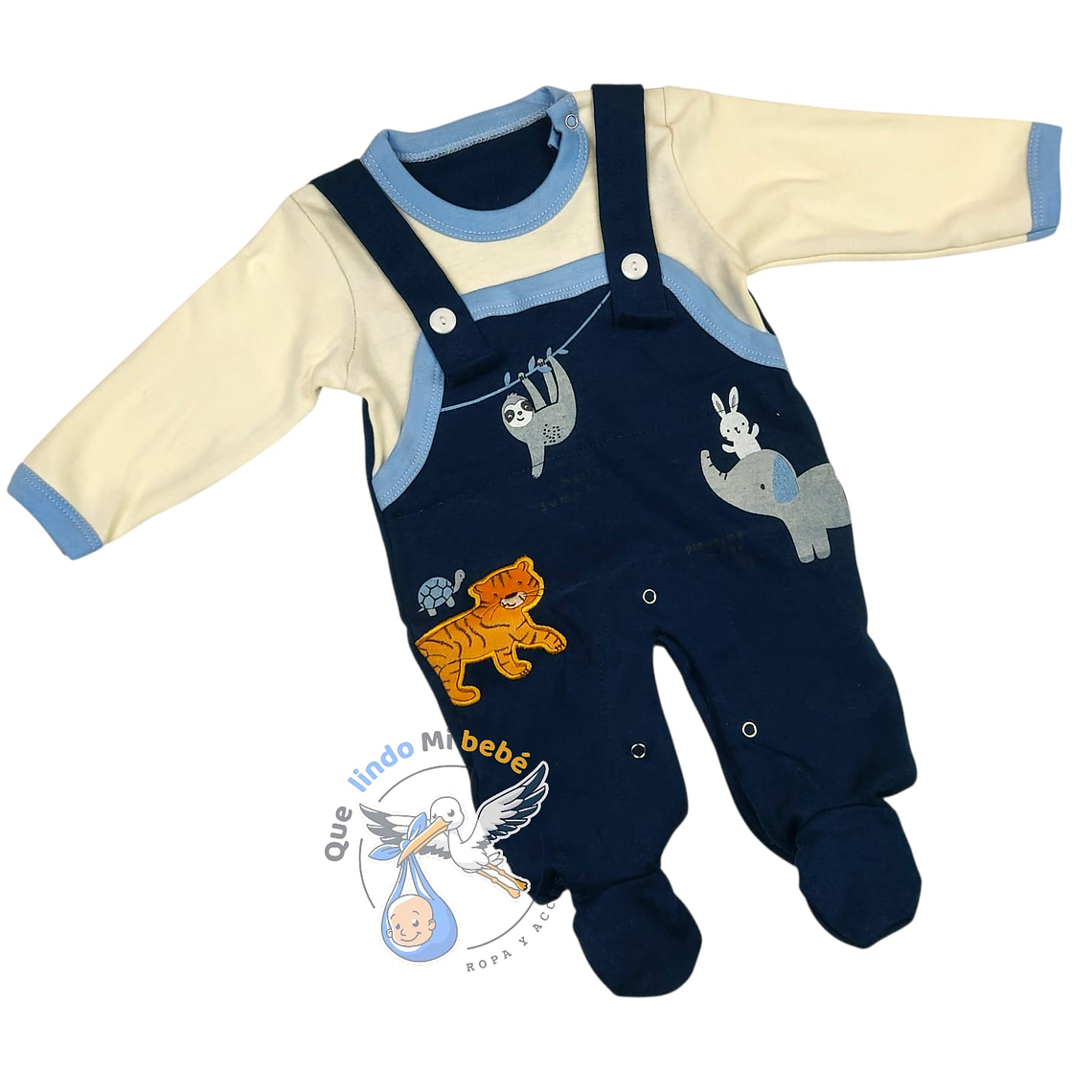 Osito Algodón 1 Pieza 0/3 Meses Jungle Azul Marino 1