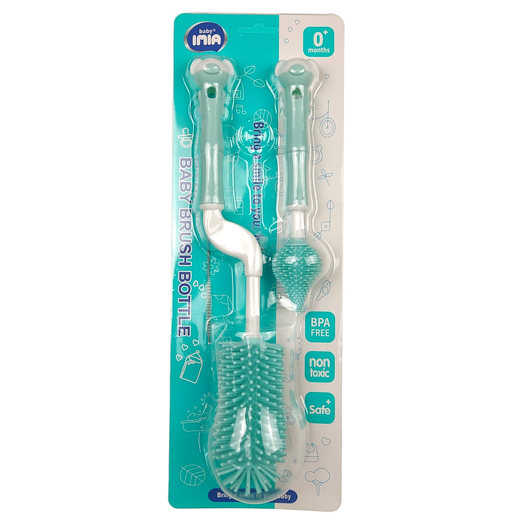 Kit De Cepillo Limpia Mamadera Silicona 2 en 1 Verde 1