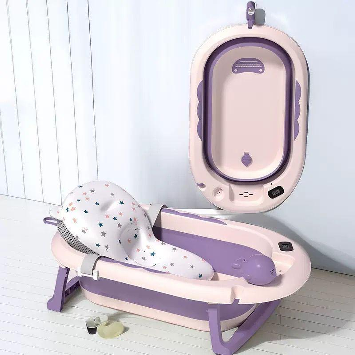 Bañera con Termometro Violeta + Cojin Estrella + Jarro Ducha 1