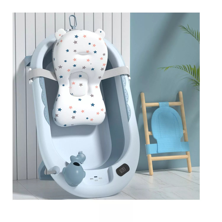 Bañera con Termometro Celeste + Cojin Estrella + Jarro Ducha 1