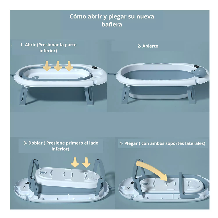 Bañera con Termometro Celeste + Cojin Estrella + Jarro Ducha 3