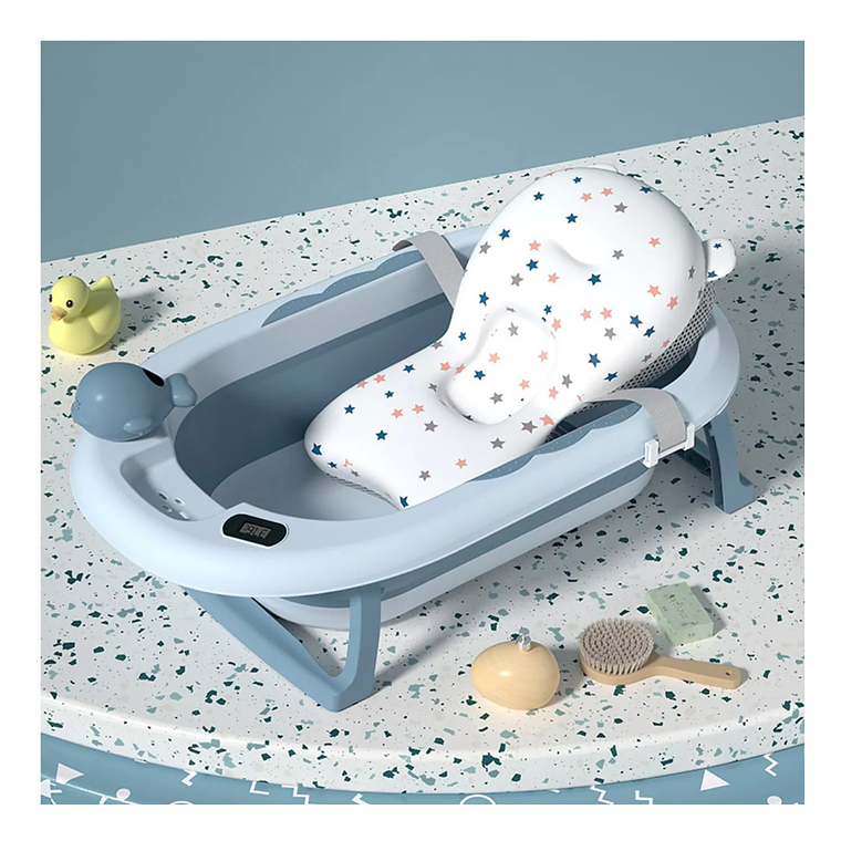 Bañera con Termometro Celeste + Cojin Estrella + Jarro Ducha 4