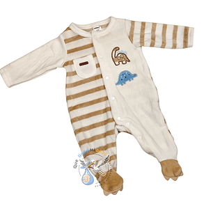Enterito Plush Dinosaurios Blanco/Beige 3/6 Meses
