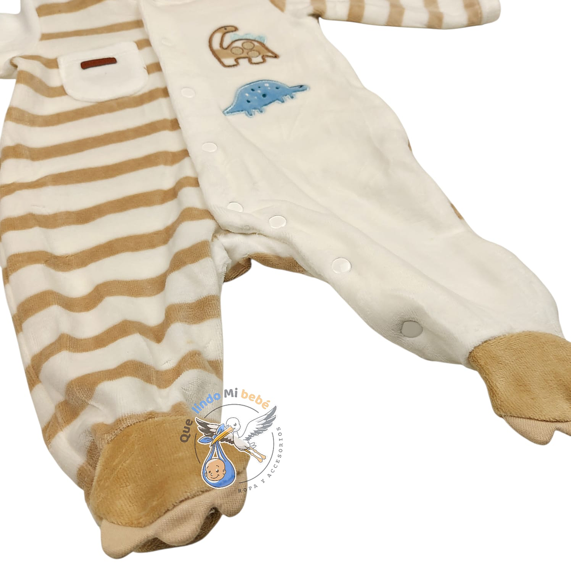 Enterito Plush Dinosaurios Blanco/Beige 3/6 Meses 2