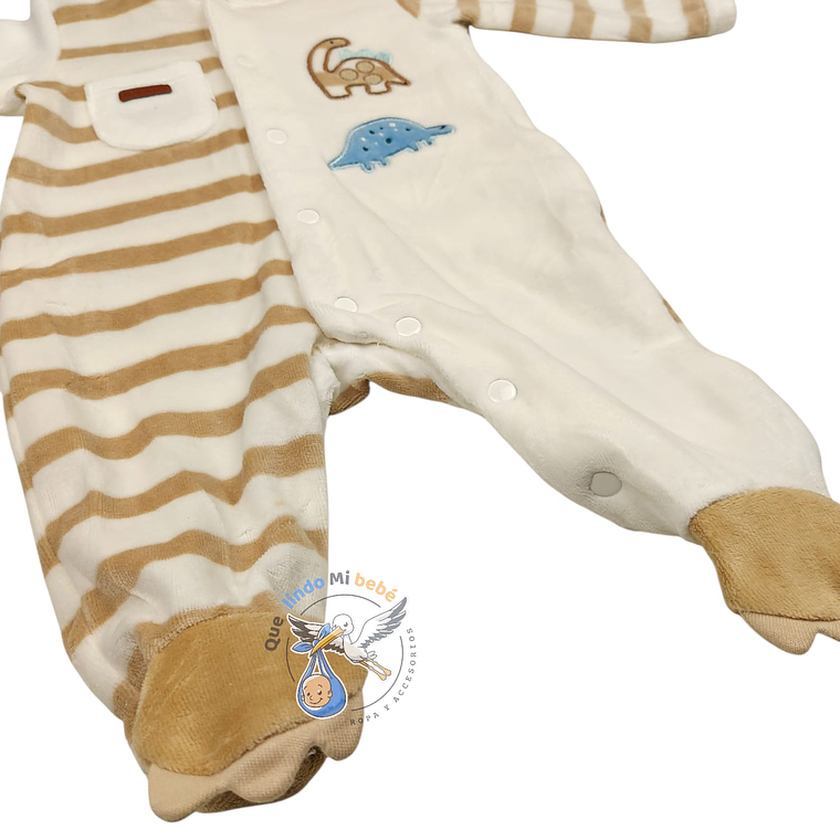 Enterito Plush Dinosaurios Blanco/Beige 3/6 Meses 2