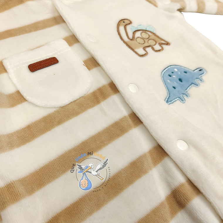 Enterito Plush Dinosaurios Blanco/Beige 3/6 Meses 3