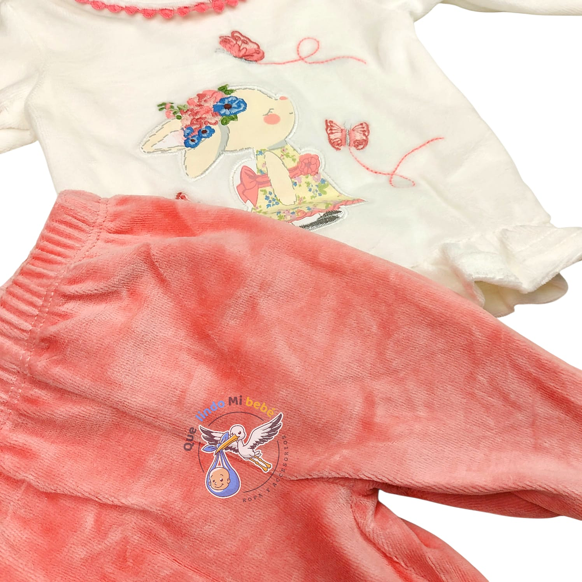 Conjunto Plush Conejita Blanco/Palo Rosa 3/6 Meses 2