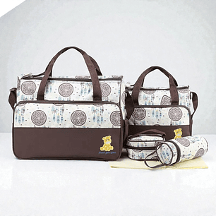Bolso Maternal 5 Piezas Diseño Cafe