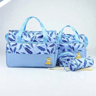 Bolso Maternal 5 Piezas Diseño Celeste