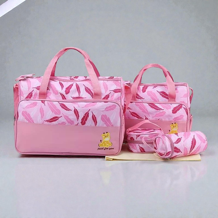 Bolso Maternal 5 Piezas Diseño Rosado 1