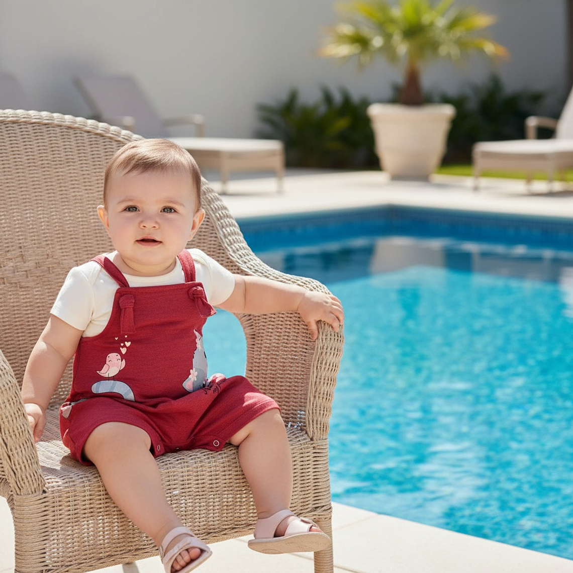 Conjunto Jardinera Polerita 9/12 Meses Gatita Burdeo 1