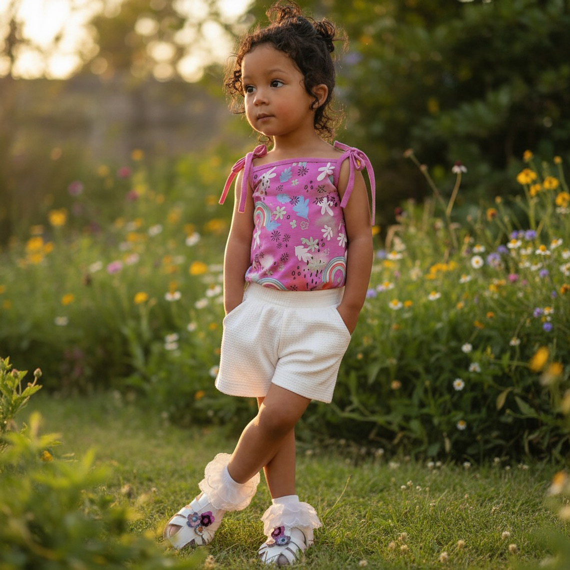 Conjunto Polerita Pabilo mas Short 36 Meses Floreado Rosado 1
