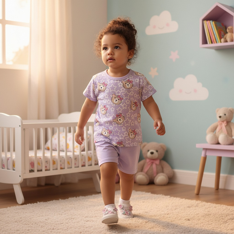 Pijama Osita 2 Piezas 36 Meses Lila 1