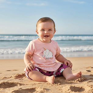 Conjunto Short Polerita 3/6 Meses Elefante Rosado