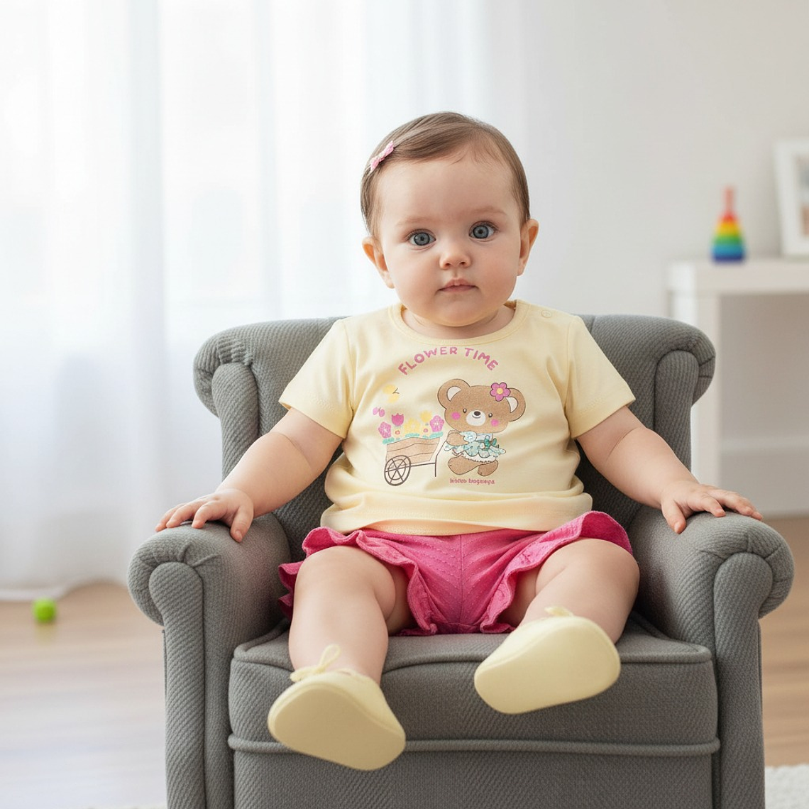 Conjunto Short Polerita 6/9 Meses Flower Time 1