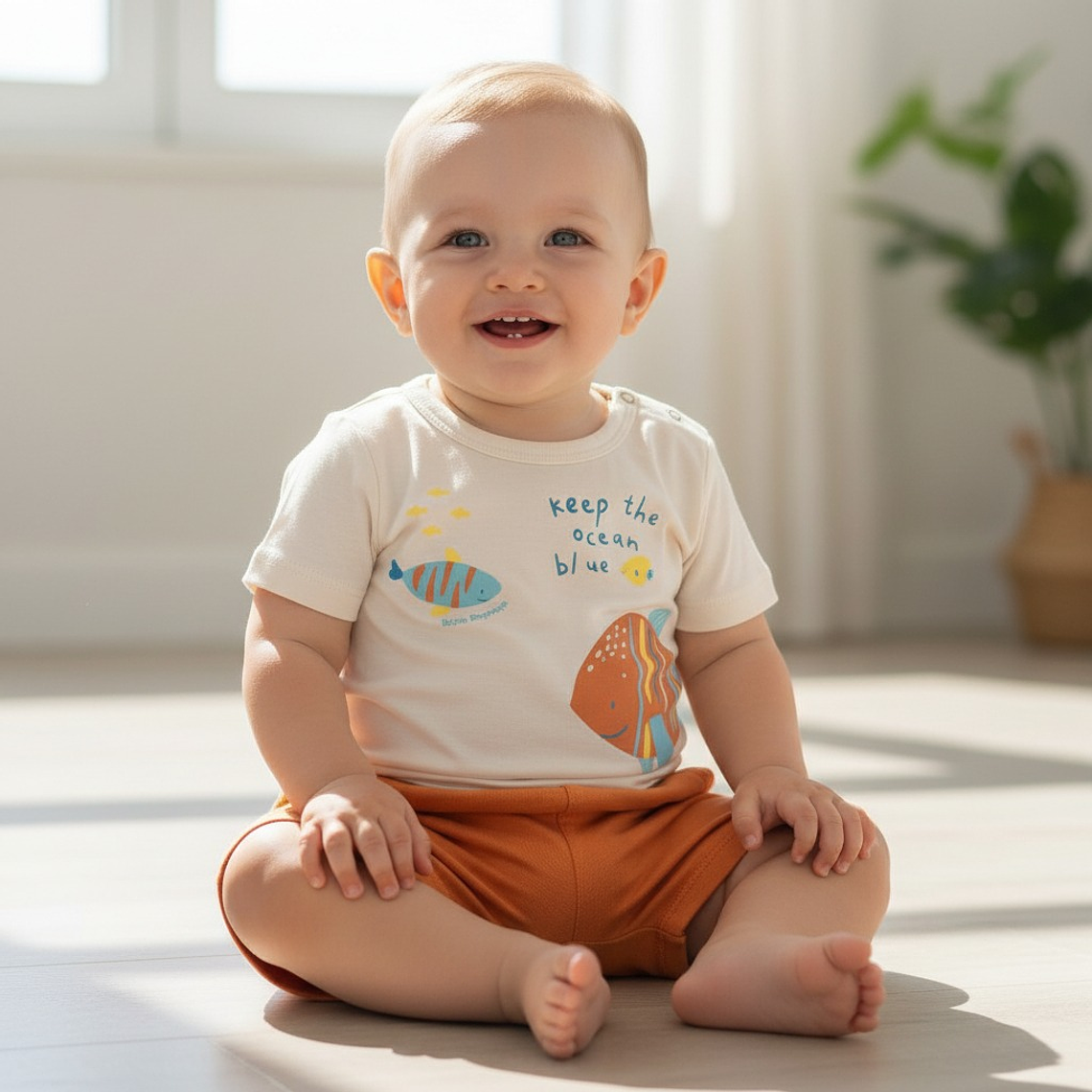 Conjunto Short Polerita 3/6 Meses Ocean Amarillo 1