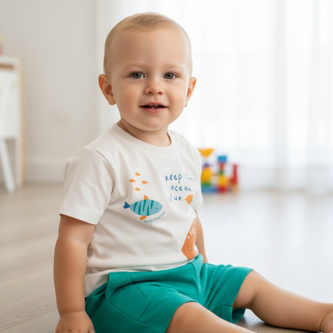 Conjunto Short Polerita 9/12 Meses Ocean Blanco 1
