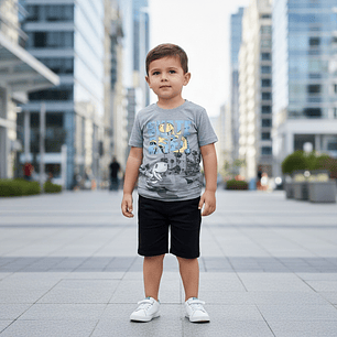 Polerita Algodón Dino Skate 18/24 Meses Gris