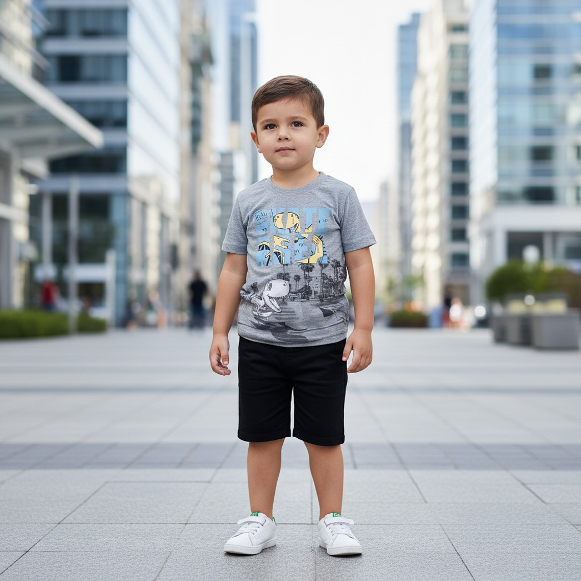 Polerita Algodón Dino Skate 36 Meses Gris 1