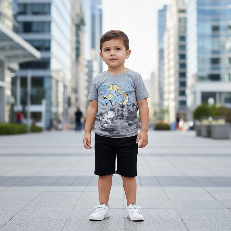 Polerita Algodón Dino Skate 36 Meses Gris 1