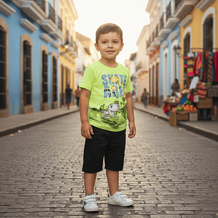 Polerita Algodón Dino Skate 12/18 Meses Verde