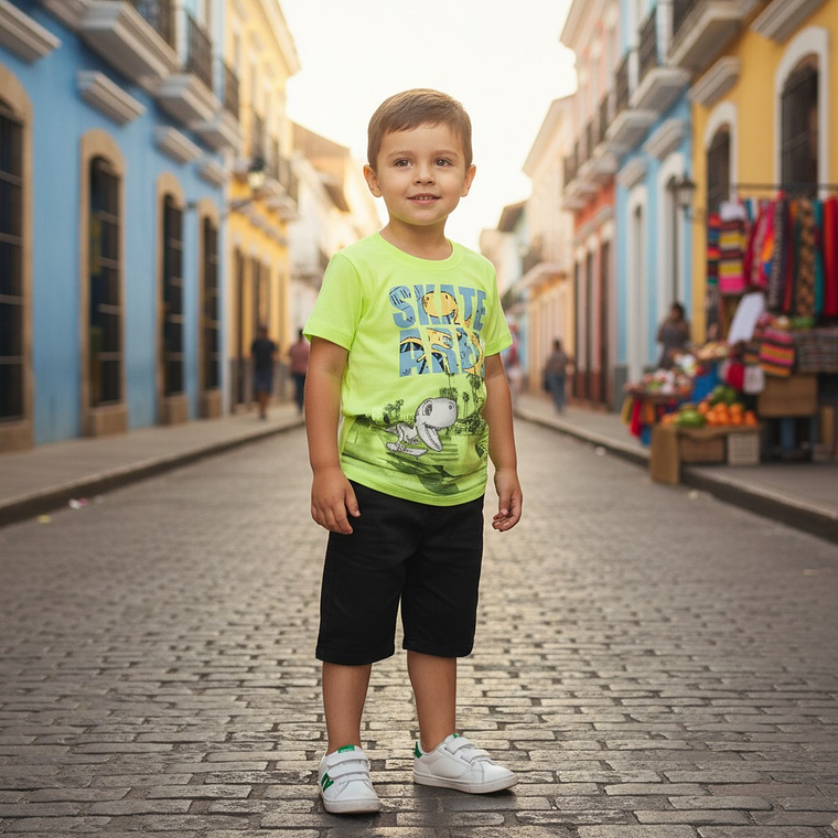Polerita Algodón Dino Skate 12/18 Meses Verde 1