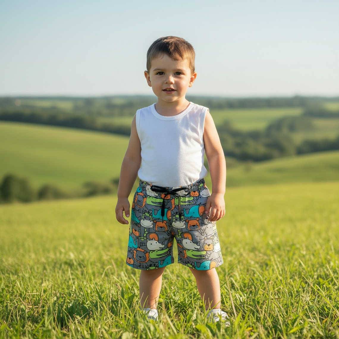 Bermuda Animalitos 12/18 Meses Gris 1