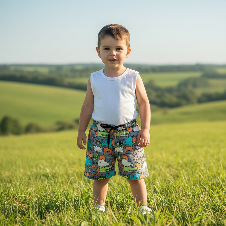 Bermuda Animalitos 12/18 Meses Gris 1