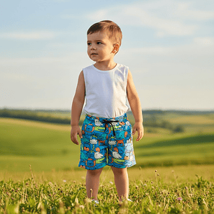 Bermuda Animalitos 18/24 Meses Azul