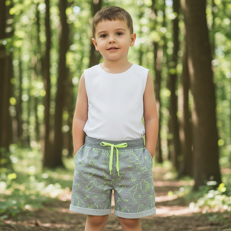 Bermuda Dinosaurios 36 Meses Gris 1