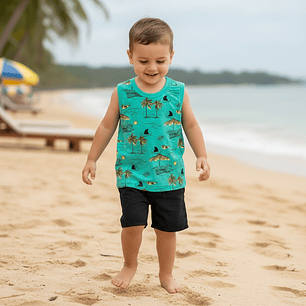 Polerita Algodón Palmeras 36 Meses Verde