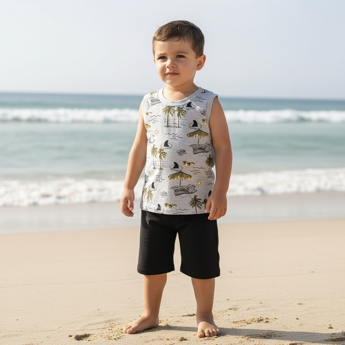 Polerita Algodón Palmeras 18/24 Meses Gris 1