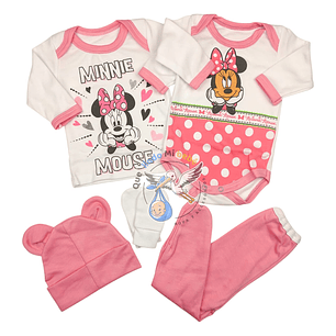 Ajuar Minnie 5 Piezas 0/3 Meses Rosado