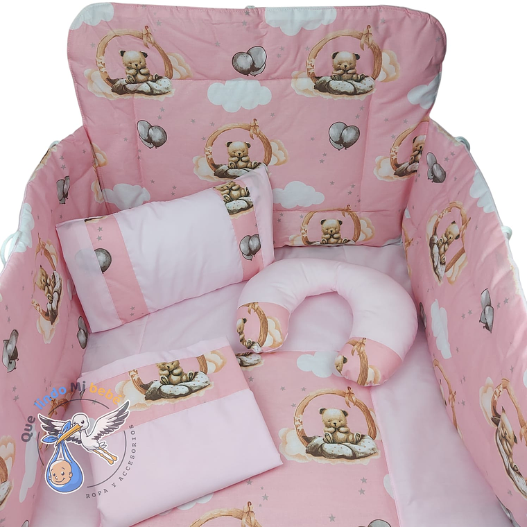 Set Para Cuna Estandar Rosado Osito 1