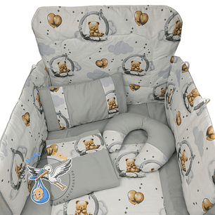 Set Para Cuna Estandar Blanco/Gris Osito