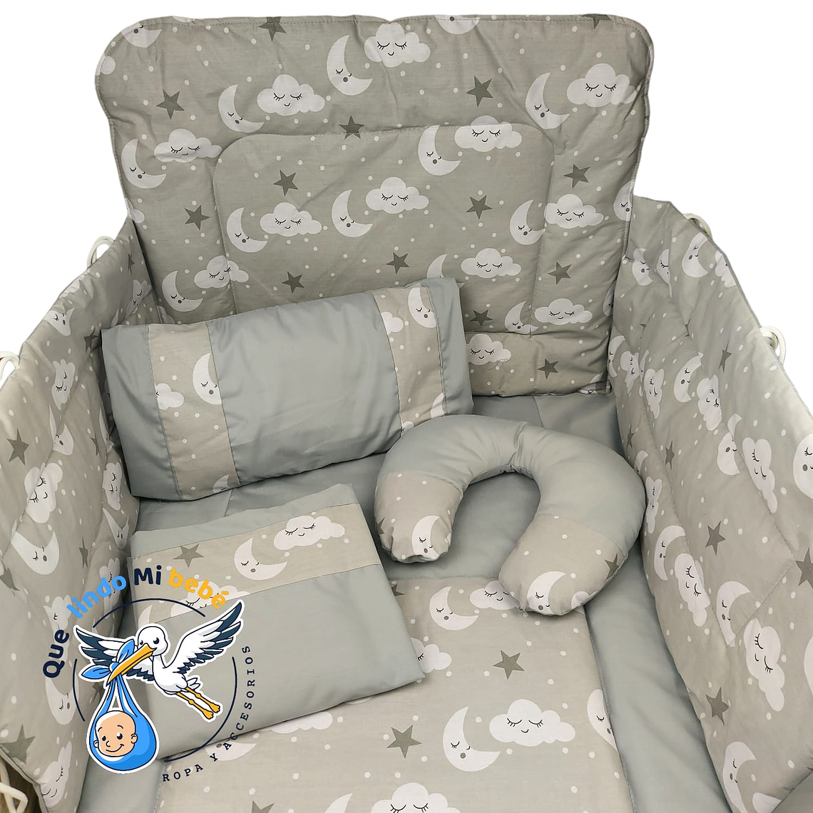 Set Para Cuna Estandar Gris Cielito 1