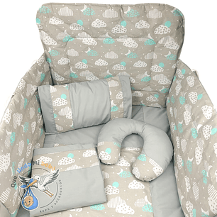 Set Para Cuna Estandar Gris/Blanco Nubes