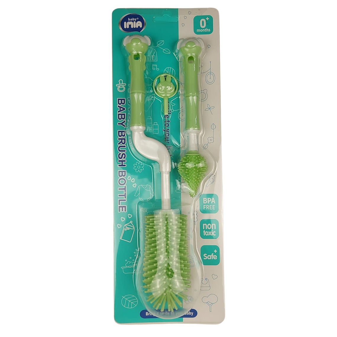 Kit De Cepillo Limpia Mamadera Silicona 3 en 1 Verde 1